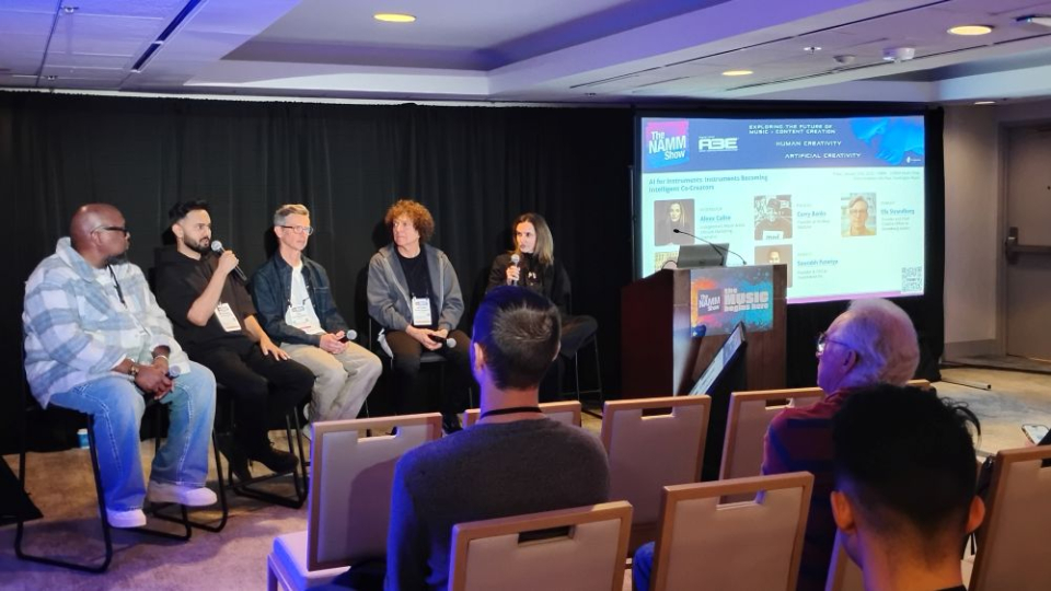 an A3E panel discusses AI for musical instruments