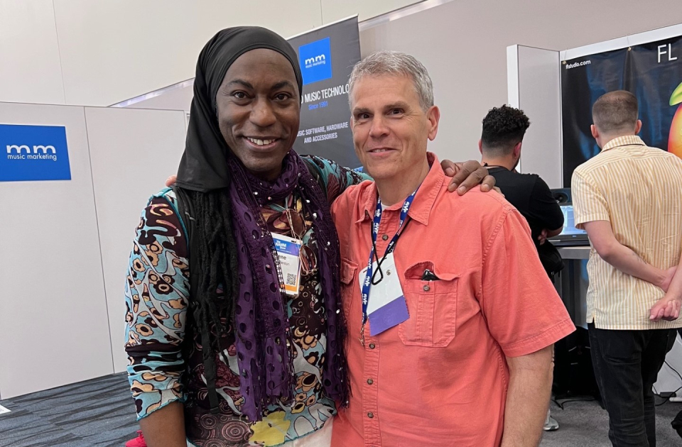 Tim Pratt with a friend at The NAMM Show