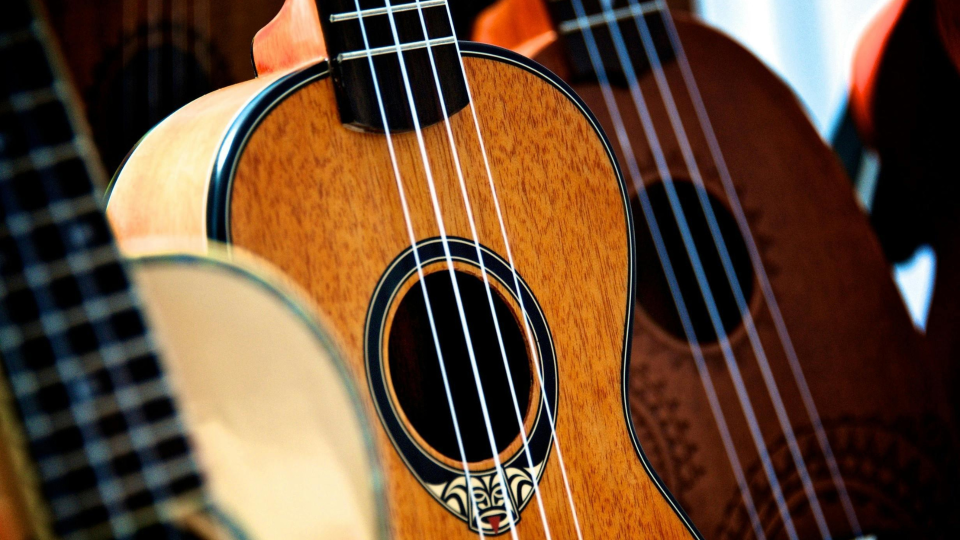 Ukeleles on display