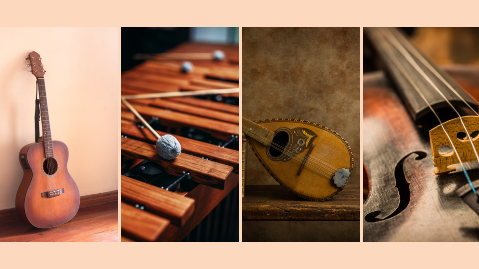 wooden instruments lined up