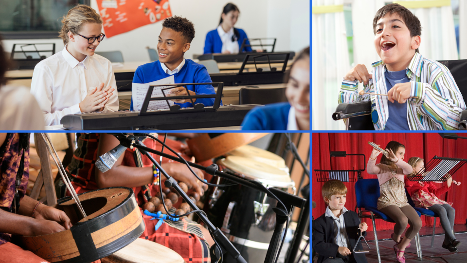 children playing music