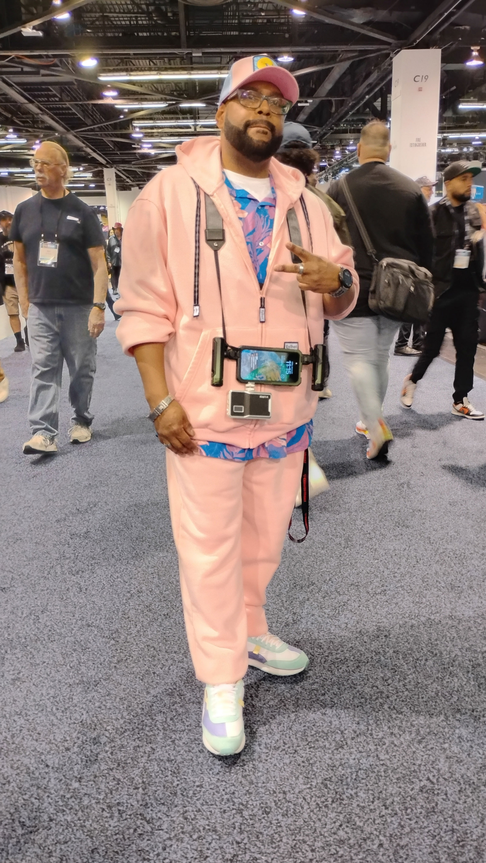 man in track suit at the namm show